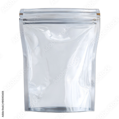 Clear empty stand up zipper pouch, Flexible food packaging mockup template
