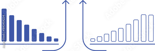 Bar Graphs Showing Decline and Growth with Upward Arrows