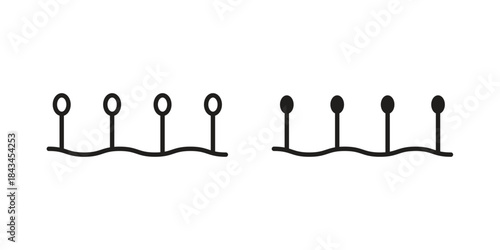 Acupuncture icons. Solid black silhouette and line art outline. Minimal design element,