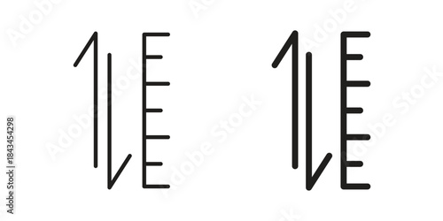 Adjustable height icons. Solid black silhouette and line art outline. Minimal design element,