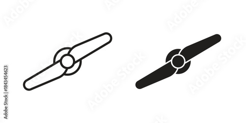 Airscrew icons. Solid black silhouette and line art outline. Minimal design element,