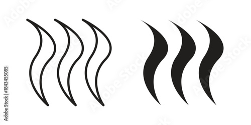Aroma icons. Solid black silhouette and line art outline. Minimal design element,