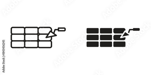 Brickwork icons. Solid black silhouette and line art outline. Minimal design element,