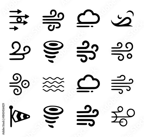 Collection of Weather and Wind Icons: From Breezes to Tornadoes