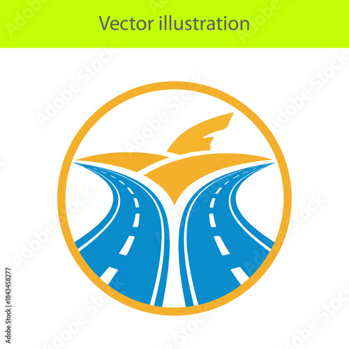 Road split icon vector illustration highway fork crossroads choice symbol