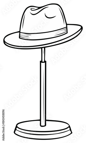 Classic Fedora Hat Displayed on Stand Vintage Headwear Fashion Accessory Illustration