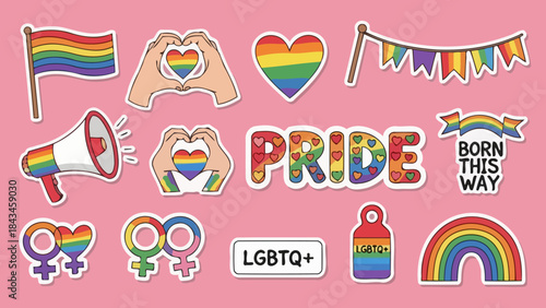 LGBTQ Pride Symbols and Graphics for Gay Rights and Diversity Celebration