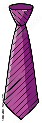 Cartoon purple striped necktie elegant fashion accessory illustration graphic