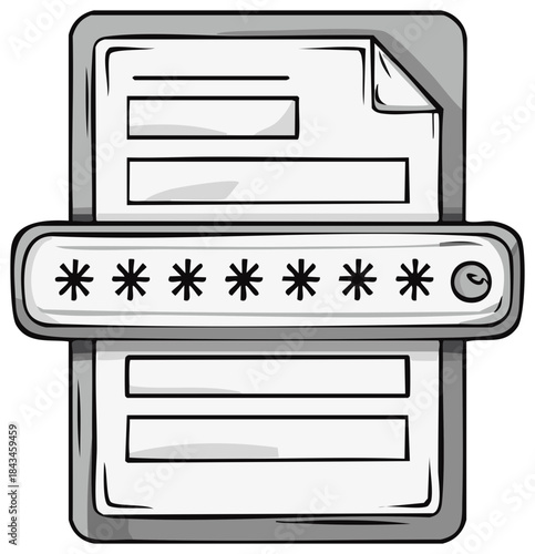 Cartoon Graphic of a Login Form for Website or App with Password Field