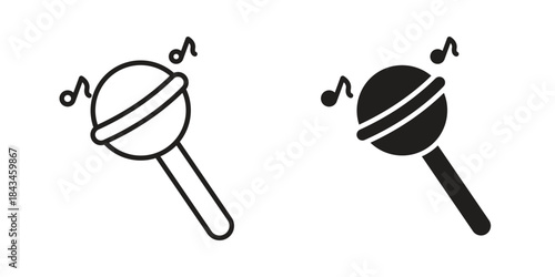 Concert icons. Solid black silhouette and line art outline. Minimal design element,