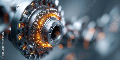 mechanical robotics concept with metallic abstract glow and clean structured background ideal for automation banners