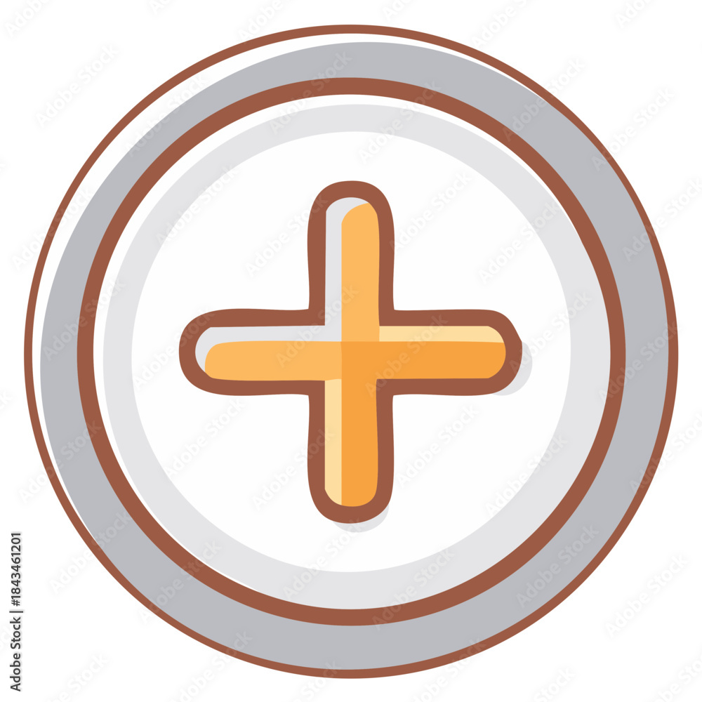 Obraz premium Hand drawn plus sign inside a round frame, addition icon, plus button illustration