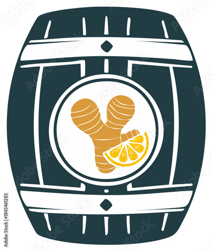 Fermented Ginger Drink Barrel with Lemon Slice, Flavoring and Refreshment