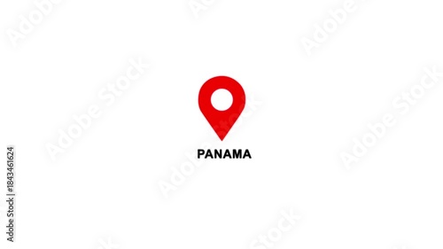 Wallpaper Mural Panama country location pin animation. GPS tracking map pointer icon with alpha channel and white background, 4K video. Torontodigital.ca