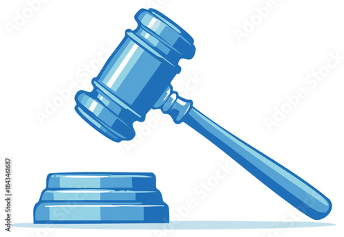 Judge's Blue Gavel and Sound Block Representing Law, Order, Justice, and Auctions
