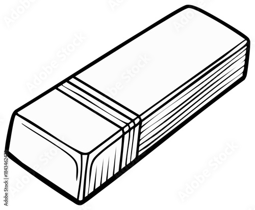 Rectangular Rubber Eraser Outline Simple School or Office Supply