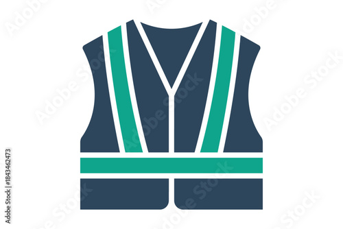 Safety vest icon. solid icon style. icon related to high visibility clothing. work safety elements vector illustration