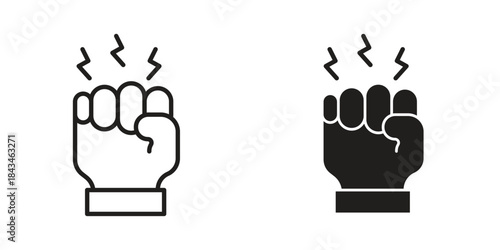 Empowerment icons. Solid black silhouette and line art outline. Minimal design element,