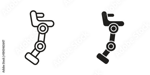 Exoskeleton icons. Solid black silhouette and line art outline. Minimal design element,