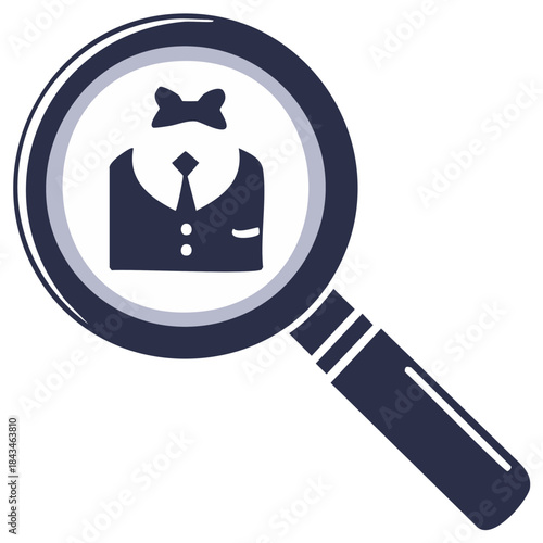 Magnifying Glass Focusing on Professional Person Icon for HR and Hiring