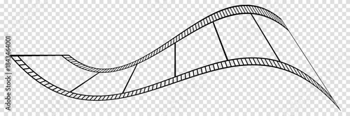 film strip icon used for videography elements, cinema reel. Filmstrip with frames, photo and videos for camera. Old white and black film tapes of 35mm. Realistic film strip on white background.