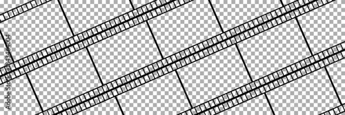 film strip icon used for videography elements, cinema reel. Filmstrip with frames, photo and videos for camera. Old white and black film tapes of 35mm. Realistic film strip on white background.