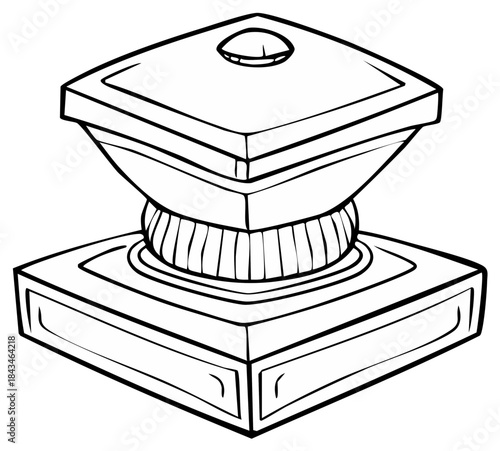 Abstract illustration of a decorative pedestal with a square base and geometric top