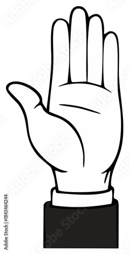 Stylized Open Hand Showing Five Fingers Raised and Thumb Extended