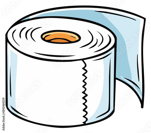 Cartoon Toilet Paper Roll Isolated Graphic Sanitation Supply Illustration