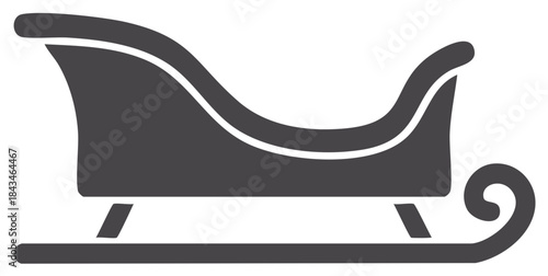 Simple graphic design of traditional winter sleigh for Christmas holidays and seasonal fun.