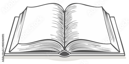 Open Vintage Sketch Book with Blank Pages and Detailed Pages