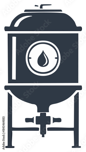Tank vector for water or liquid storage and purification with water drop indicator and valve controls on stand
