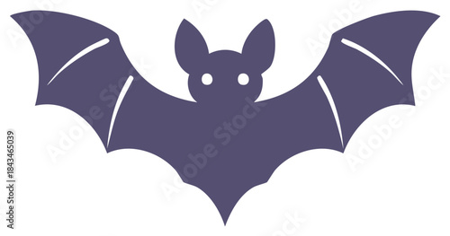 Stylized bat silhouette with wings open in a spooky vector illustration.