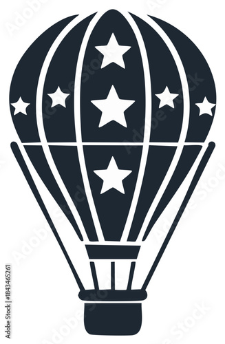 Dark hot air balloon icon with white stars and stripes vector illustration
