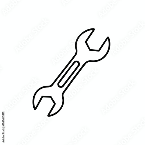 A black and white line drawing of a wrench tool
