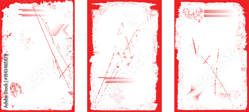 Border frames overlays set, rough edges, scratches for poster design. Rectangular frame template collection . distress texture . Grunge frame borders isolated on the background . Rough edges effect . 
