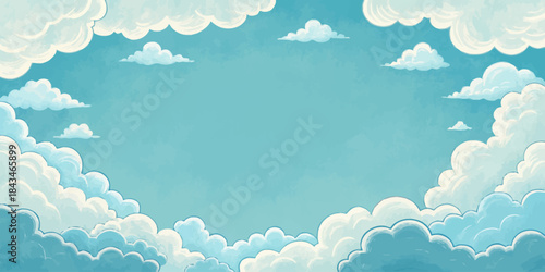 Soft white clouds forming a border around a pastel background, giving a gentle, dreamy, and whimsical look.