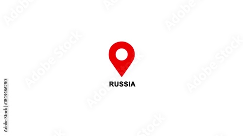Wallpaper Mural Russia country location pin animation. GPS tracking map pointer icon with alpha channel and white background, 4K video. Torontodigital.ca