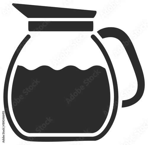 A simple silhouette of a glass coffee carafe filled with dark liquid.