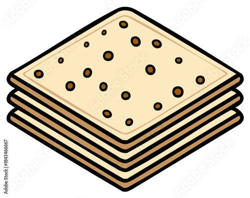 Stack of three square crackers with holes