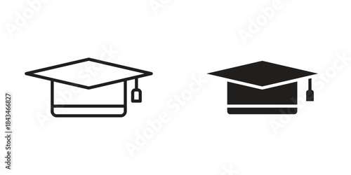 Graduated icons. Solid black silhouette and line art outline. Minimal design element,