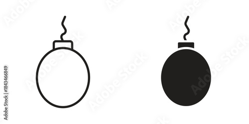 Granade icons. Solid black silhouette and line art outline. Minimal design element,
