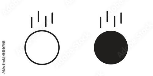 Gravity icons. Solid black silhouette and line art outline. Minimal design element,