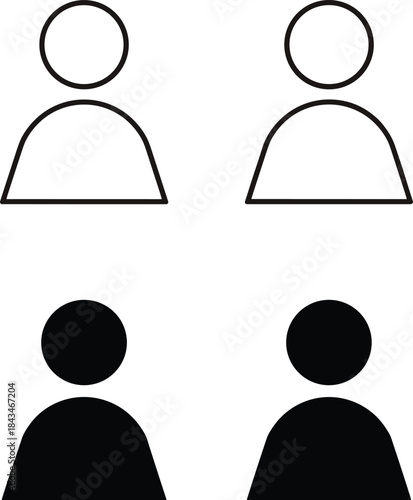 User person profile icon set avatar account login signup outline silhouette vector