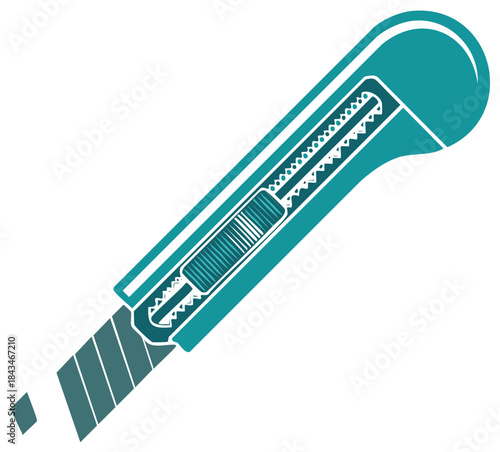 Stylized vector icon of a retractable utility knife or box cutter tool