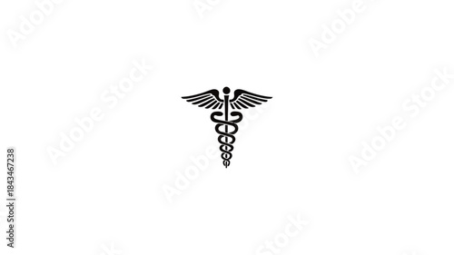Medical caduceus symbol isolated on white background