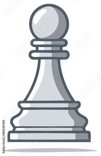 Isolated illustration of a single white chess pawn with clean lines and subtle shading