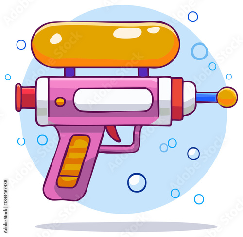 Vibrant Cartoon Water Gun Illustration for Summer Fun and Kids Play