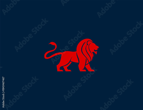 Majestic Red Lion Logo Illustration, a Powerful Animal Emblem on a Dark Background