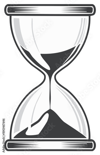 Retro hourglass with flowing sand illustrating passing time and deadlines